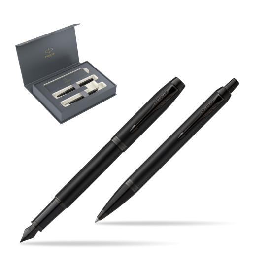 Zestaw Prezentowy Parker Pióro wieczne + Długopis IM Achromatic Black w pudełku Parker Duo 2022