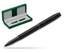 Pióro kulkowe Parker IM Achromatic Black w zielonym pudełku skórzanym