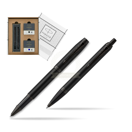 Zestaw Prezentowy Parker Pióro kulkowe + Długopis IM Achromatic Black w białym pudełko Parker Eco