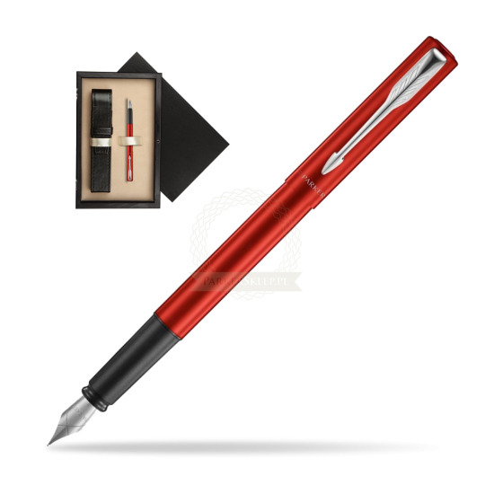 Pióro wieczne Parker Vector XL Red CT w pudełku drewnianym Czerń Single Ecru