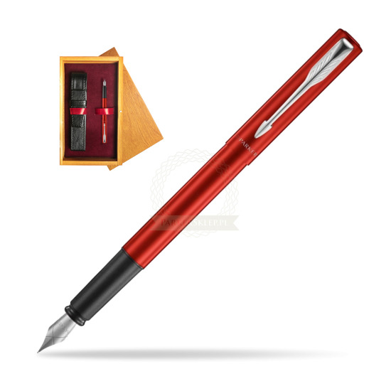 Pióro wieczne Parker Vector XL Red CT w pudełku drewnianym Honey Single Bordo