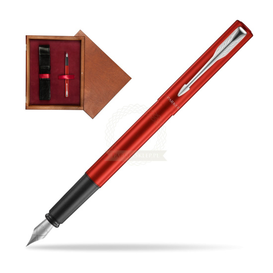 Pióro wieczne Parker Vector XL Red CT w pudełku drewnianym Mahoń Single Bordo