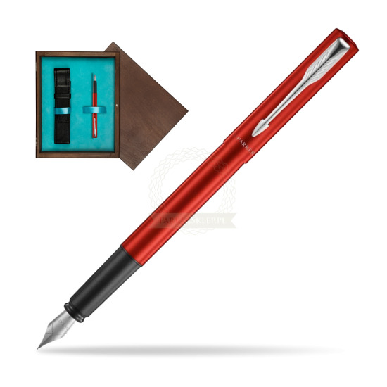 Pióro wieczne Parker Vector XL Red CT w pudełku drewnianym Wenge Single Turkus