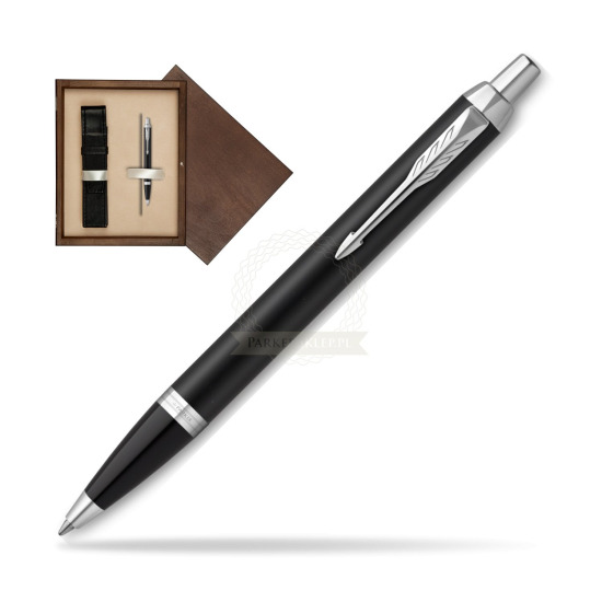 Długopis Parker IM Essential czarny mat CT w pudełku drewnianym Wenge Single Ecru