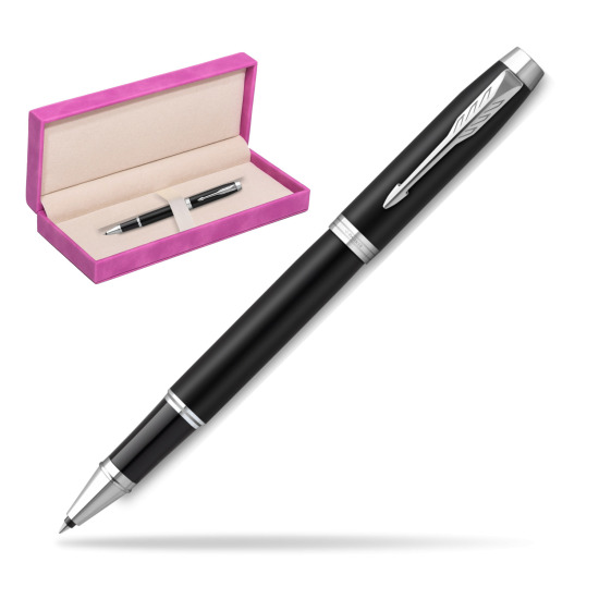 Pióro kulkowe Parker IM Essential czarny mat CT w pudełku zamszowym fuksja