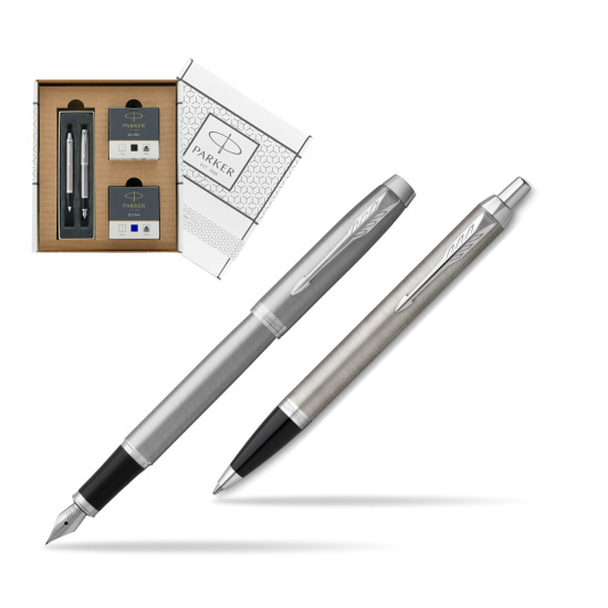 Zestaw Prezentowy Parker Pióro wieczne + Długopis IM Essential Stainless Steel CT w białym pudełko Parker Eco