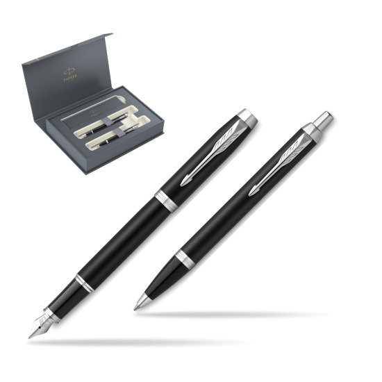 Zestaw Prezentowy Parker Pióro wieczne + Długopis IM Essential czarny mat CT w pudełku Parker Duo 2022