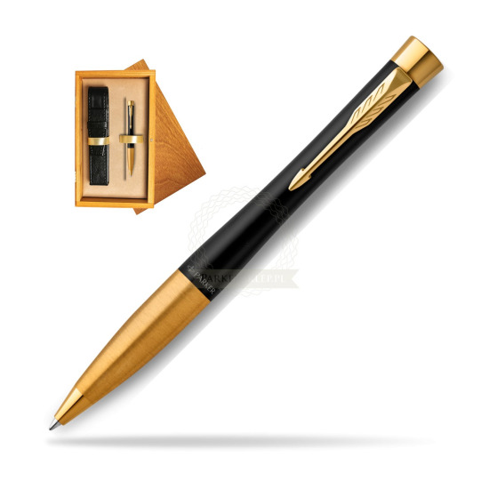 Długopis Parker Urban Twist Muted Black GT w pudełku drewnianym Honey Single Ecru