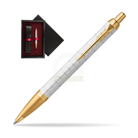 Długopis Parker IM Premium Pearl GT w pudełku drewnianym Czerń Single Bordo