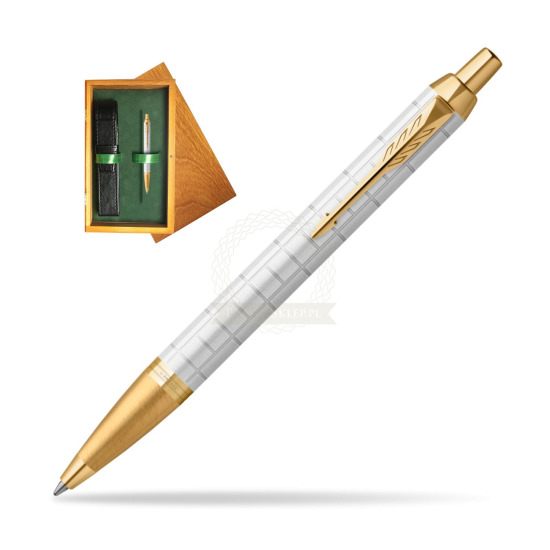 Długopis Parker IM Premium Pearl GT w pudełku drewnianym Honey Single Zieleń