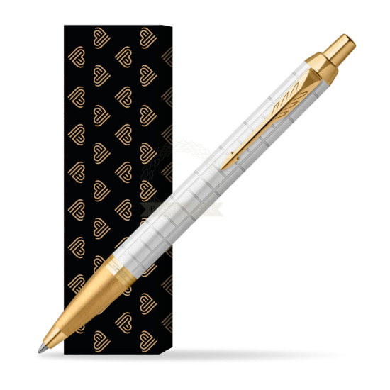 Długopis Parker IM Premium Pearl GT w obwolucie Złote Serca