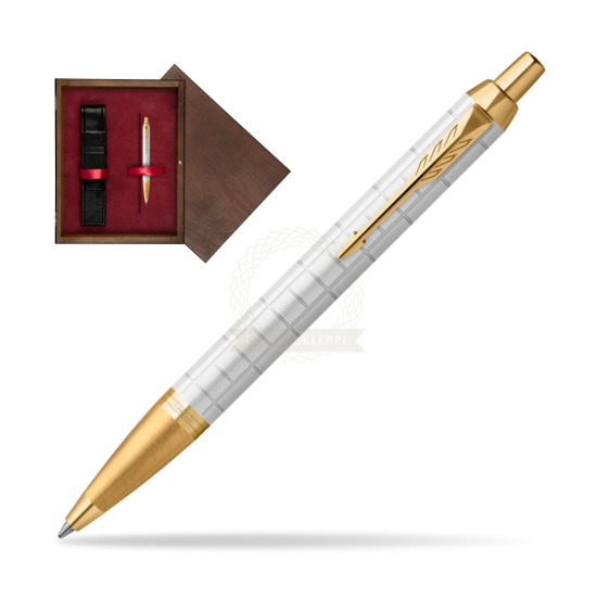 Długopis Parker IM Premium Pearl GT w pudełku drewnianym Wenge Single Bordo