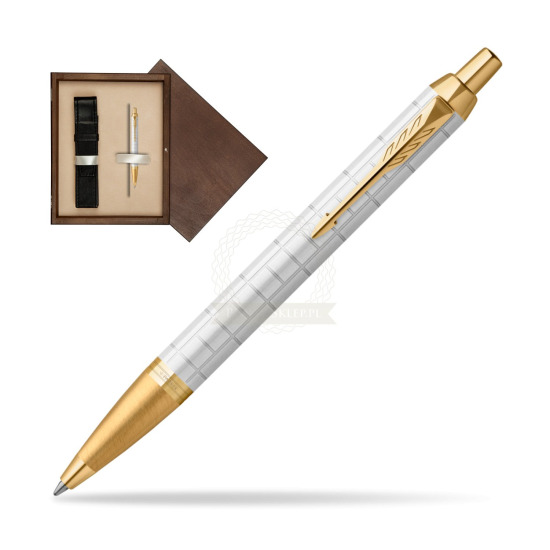 Długopis Parker IM Premium Pearl GT w pudełku drewnianym Wenge Single Ecru