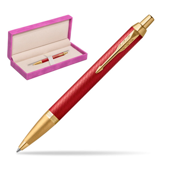 Długopis Parker IM Premium Red GT w pudełku zamszowym fuksja