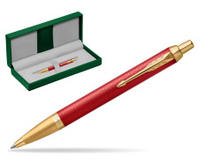 Długopis Parker IM Premium Red GT w zielonym pudełku skórzanym