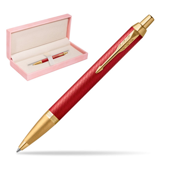 Długopis Parker IM Premium Red GT w różowym pudełku zamszowym