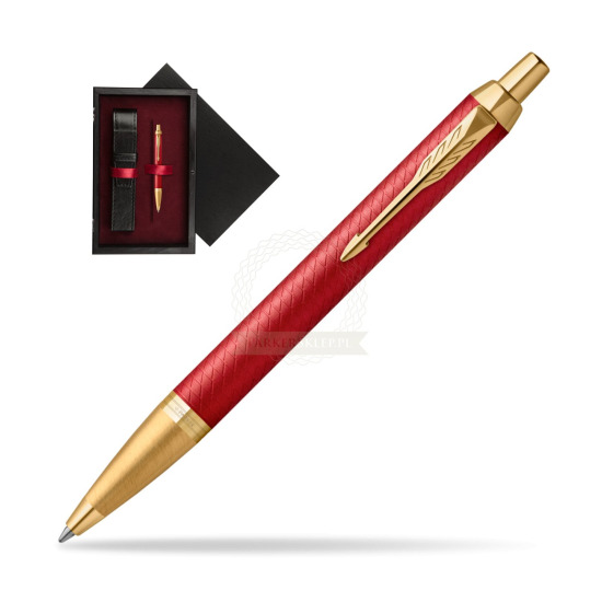 Długopis Parker IM Premium Red GT w pudełku drewnianym Czerń Single Bordo