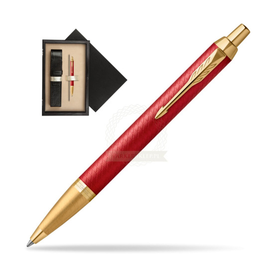 Długopis Parker IM Premium Red GT w pudełku drewnianym Czerń Single Ecru
