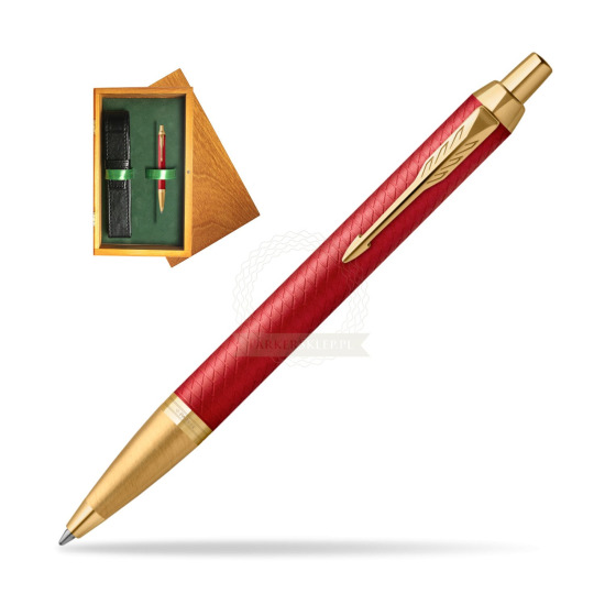 Długopis Parker IM Premium Red GT w pudełku drewnianym Honey Single Zieleń