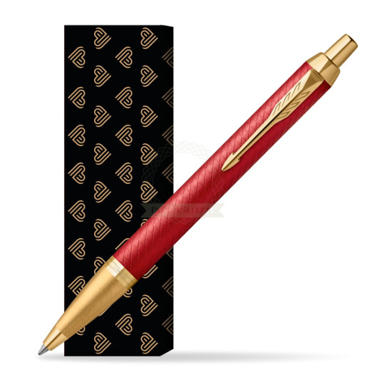 Długopis Parker IM Premium Red GT w obwolucie Złote Serca