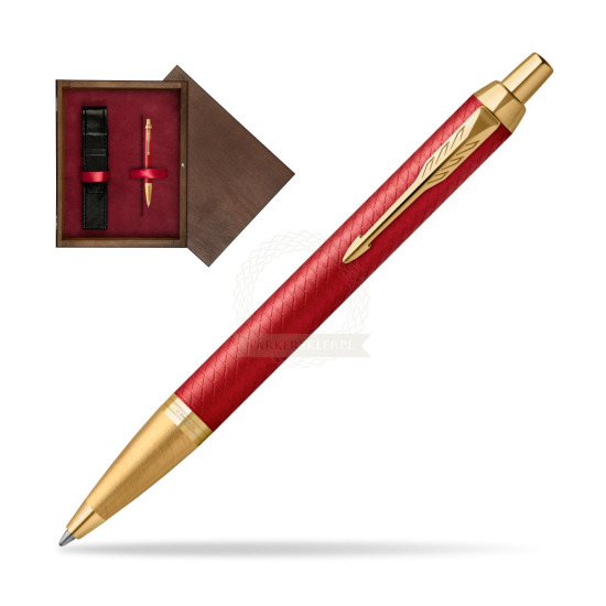 Długopis Parker IM Premium Red GT w pudełku drewnianym Wenge Single Bordo