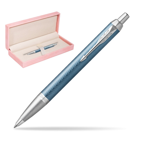 Długopis Parker IM Premium Blue Grey CT w różowym pudełku zamszowym