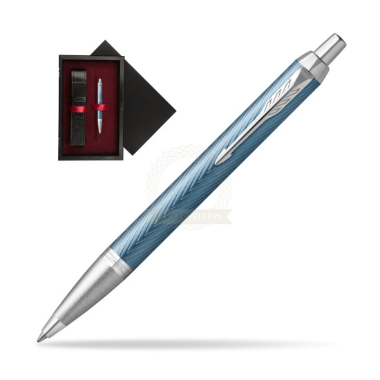Długopis Parker IM Premium Blue Grey CT w pudełku drewnianym Czerń Single Bordo