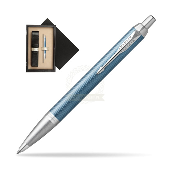 Długopis Parker IM Premium Blue Grey CT w pudełku drewnianym Czerń Single Ecru