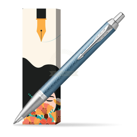 Długopis Parker IM Premium Blue Grey CT w obwolucie Maki