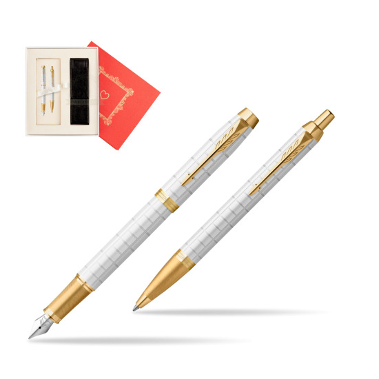 Zestaw Prezentowy Parker Pióro wieczne + Długopis IM Premium Pearl GT w pudełku Czerwień Od Serca