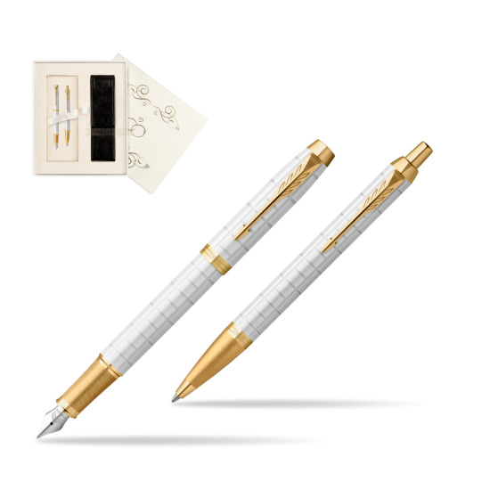 Zestaw Prezentowy Parker Pióro wieczne + Długopis IM Premium Pearl GT w pudełku Ślub
