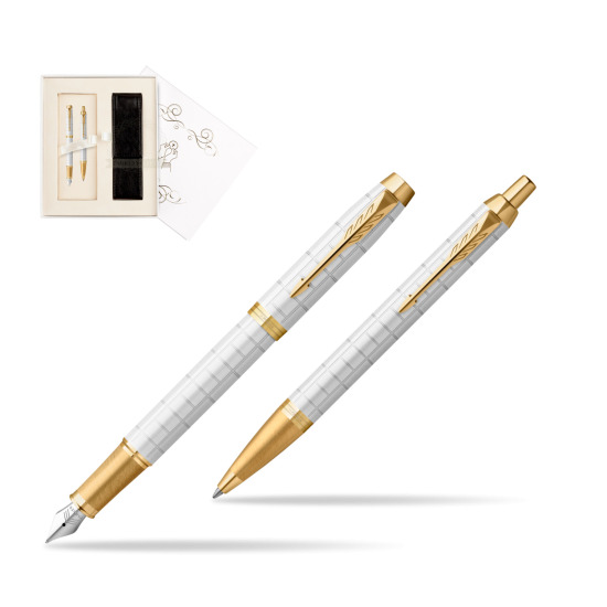 Zestaw Prezentowy Parker Pióro wieczne + Długopis IM Premium Pearl GT w pudełku Pamiątka I Komunii