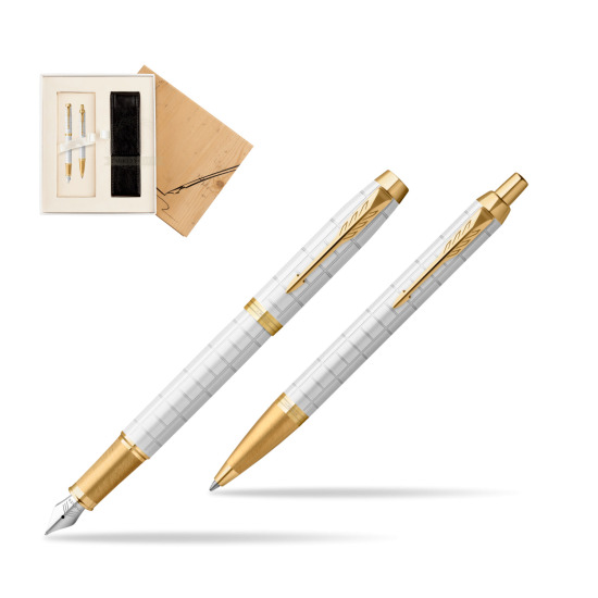 Zestaw Prezentowy Parker Pióro wieczne + Długopis IM Premium Pearl GT w pudełku Jubileusz 2