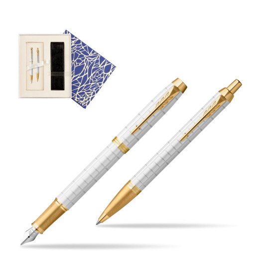 Zestaw Prezentowy Parker Pióro wieczne + Długopis IM Premium Pearl GT w pudełku Uniwersalne z etui