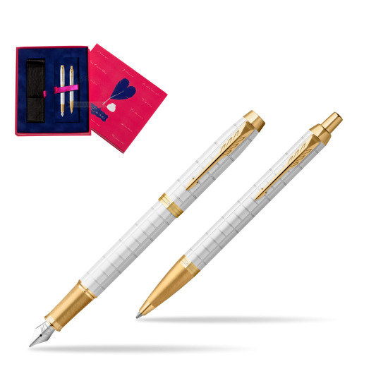 Zestaw Prezentowy Parker Pióro wieczne + Długopis IM Premium Pearl GT w pudełku Love