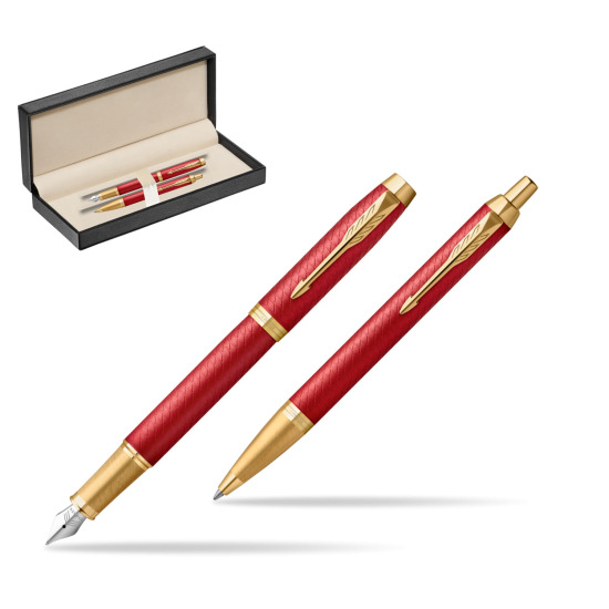 Zestaw Prezentowy Parker Pióro wieczne + Długopis IM Premium Red GT w pudełku classic pure black