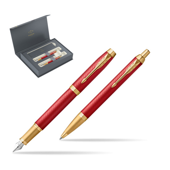 Zestaw Prezentowy Parker Pióro wieczne + Długopis IM Premium Red GT w pudełku Parker Duo 2022