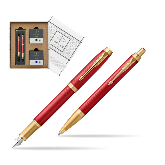 Zestaw Prezentowy Parker Pióro wieczne + Długopis IM Premium Red GT w białym pudełko Parker Eco