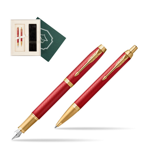 Zestaw Prezentowy Parker Pióro wieczne + Długopis IM Premium Red GT w pudełku Wiedza i Nauka