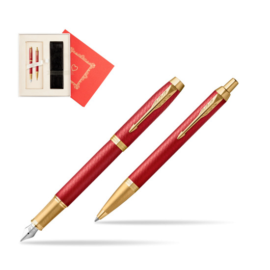Zestaw Prezentowy Parker Pióro wieczne + Długopis IM Premium Red GT w pudełku Czerwień Od Serca