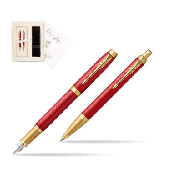 Zestaw Prezentowy Parker Pióro wieczne + Długopis IM Premium Red GT w pudełku Pamiątka I Komunii