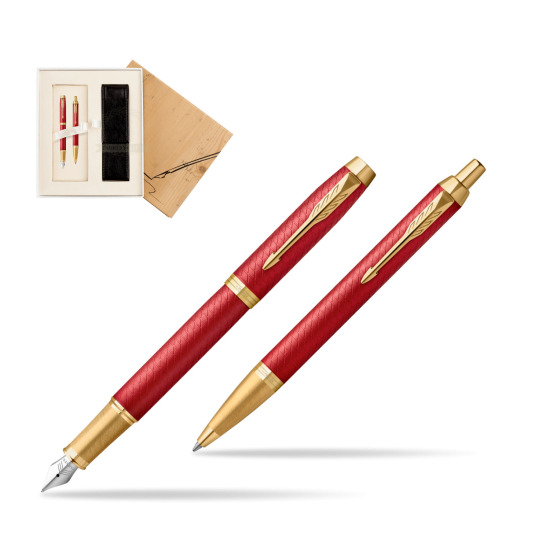 Zestaw Prezentowy Parker Pióro wieczne + Długopis IM Premium Red GT w pudełku Jubileusz 2