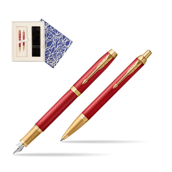 Zestaw Prezentowy Parker Pióro wieczne + Długopis IM Premium Red GT w pudełku Uniwersalne z etui