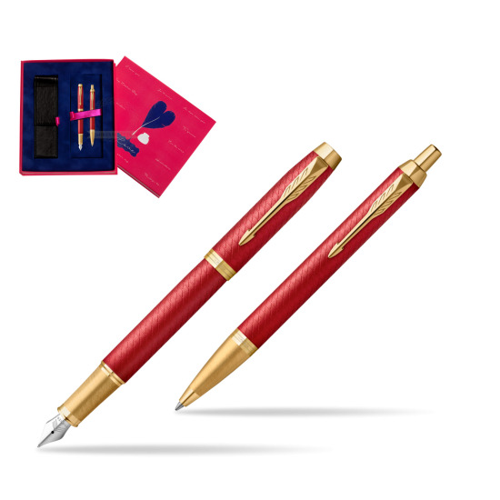Zestaw Prezentowy Parker Pióro wieczne + Długopis IM Premium Red GT w pudełku Love