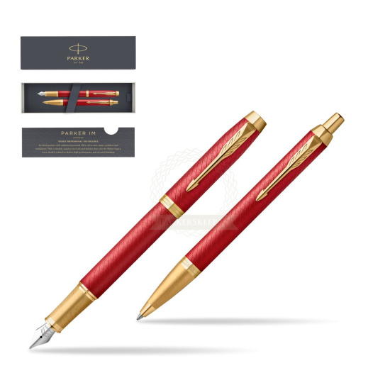 Zestaw Prezentowy Parker Pióro wieczne + Długopis IM Premium Red GT 