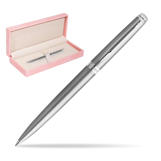 Długopis Waterman Hemisphere Essential Metaliczna Stalowa CT w różowym pudełku zamszowym