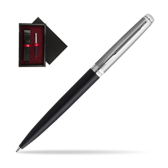 Długopis Waterman Hemisphere Essential Metaliczna Czarny CT w pudełku drewnianym Czerń Single Bordo