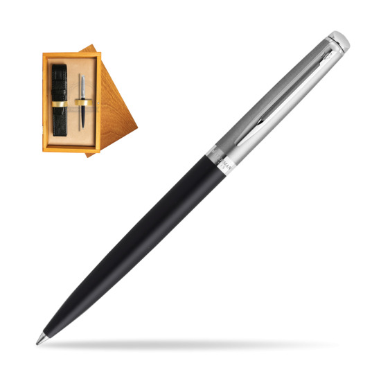 Długopis Waterman Hemisphere Essential Metaliczna Czarny CT w pudełku drewnianym Honey Single Ecru