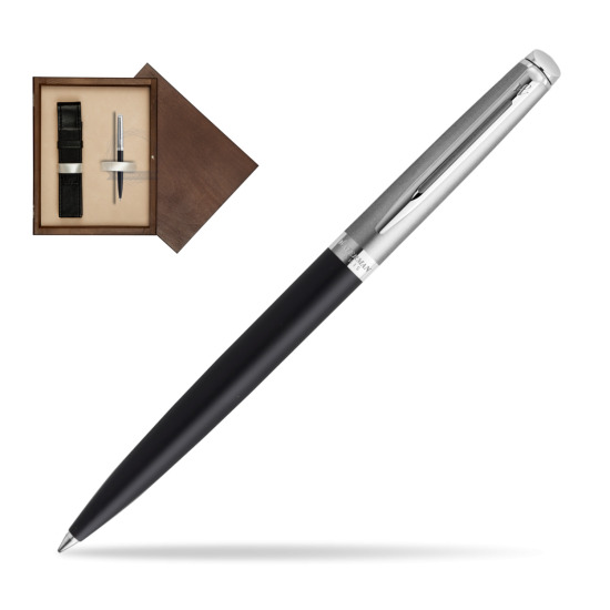 Długopis Waterman Hemisphere Essential Metaliczna Czarny CT w pudełku drewnianym Wenge Single Ecru