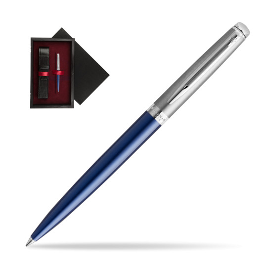 Długopis Waterman Hemisphere Essential Metaliczna Niebieska CT w pudełku drewnianym Czerń Single Bordo